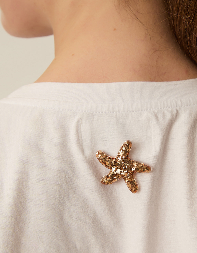 Des Petits Hauts Marielle Glitter Enamel Starfish Pin Brooch