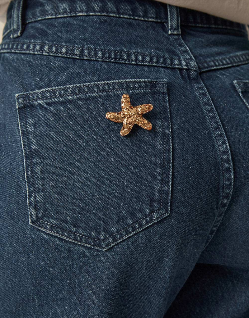 Des Petits Hauts Marielle Glitter Enamel Starfish Pin Brooch