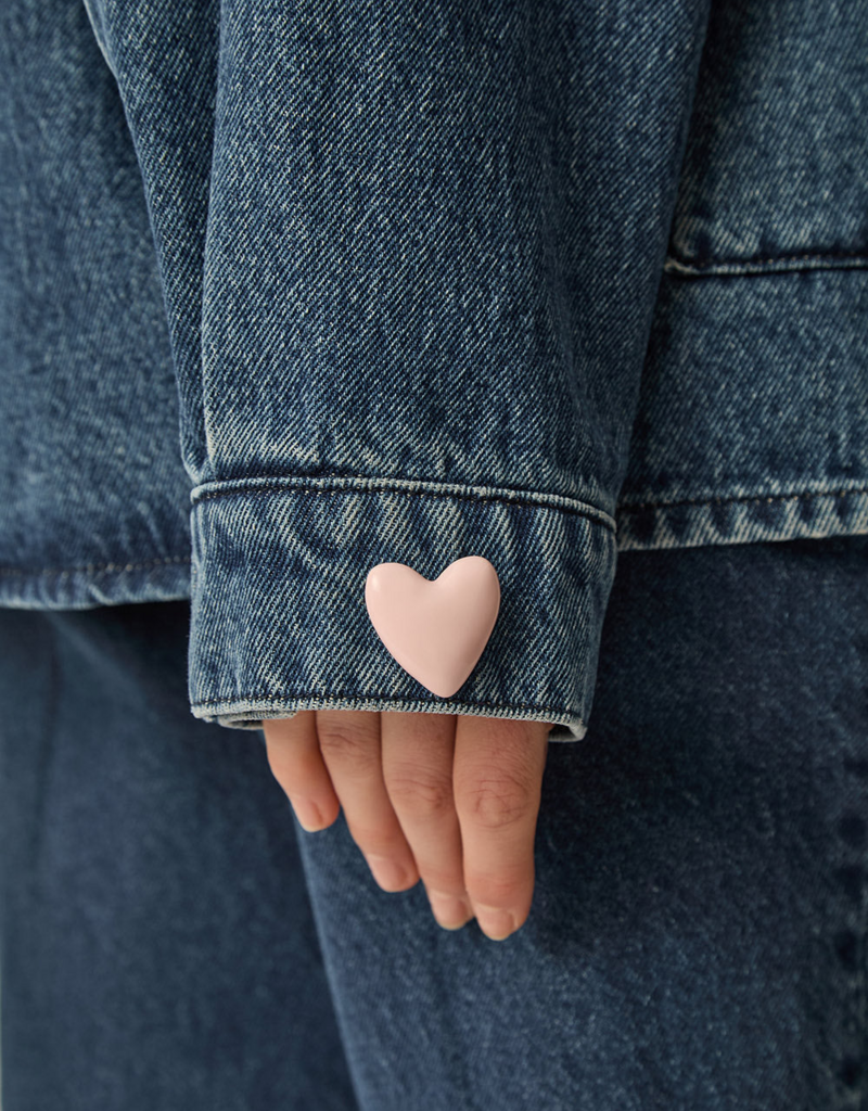Des Petits Hauts Marylou Pink Enamel Heart Brooch