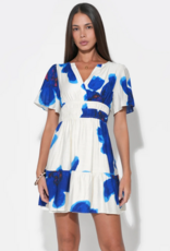 Adelyn Rae Charlotte Printed Mini Dress in Royal Blue/White