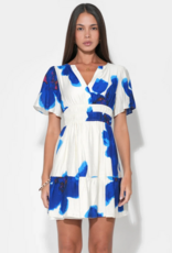 Adelyn Rae Charlotte Printed Mini Dress in Royal Blue/White