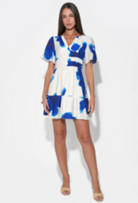 Adelyn Rae Charlotte Printed Mini Dress in Royal Blue/White