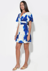 Adelyn Rae Charlotte Printed Mini Dress in Royal Blue/White