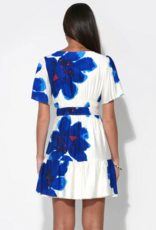 Adelyn Rae Charlotte Printed Mini Dress in Royal Blue/White