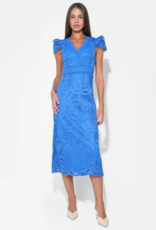 Adelyn Rae Daisy Cap Sleeve Scallop Lace Midi in Corneilia Blue