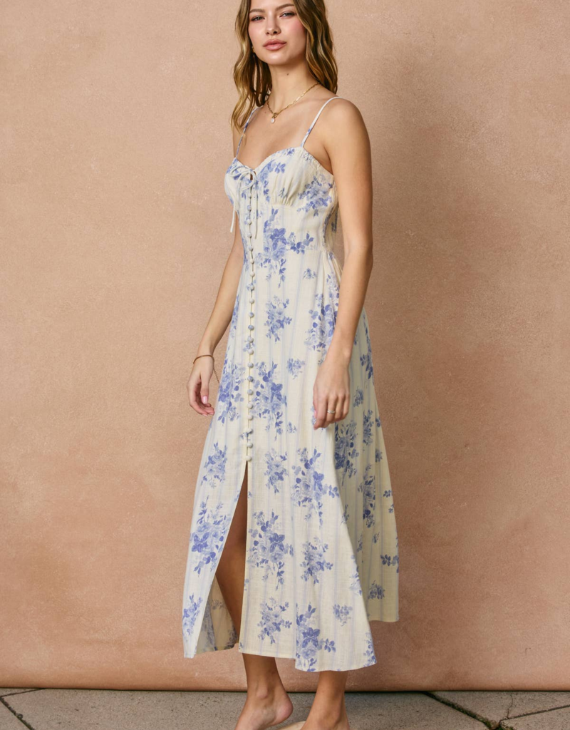 Dress Forum Chiara Sweetheart Midi Dress in Lilac Stripe