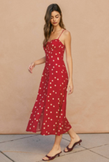 Dress Forum Chiara Sweetheart Midi Dress in Red/Ivory Polka Dot