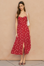 Dress Forum Chiara Sweetheart Midi Dress in Red/Ivory Polka Dot