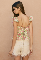 Dress Forum Rose Mood Corset Flutter Top in Sweet Rose Print