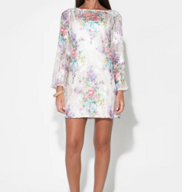 Adelyn Rae Bella Long Sleeve Crochet Mini Dress in Ivory Floral