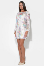 Adelyn Rae Bella Long Sleeve Crochet Mini Dress in Ivory Floral