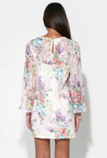 Adelyn Rae Bella Long Sleeve Crochet Mini Dress in Ivory Floral