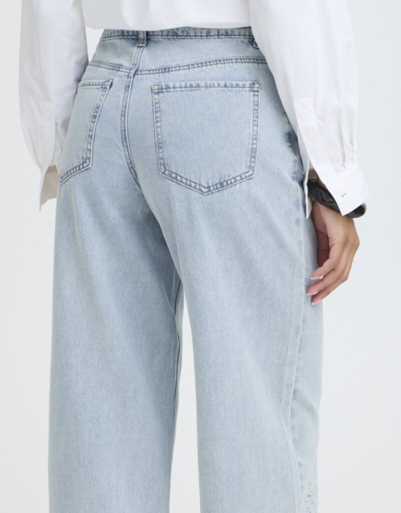 B.Young Kielo High Waisted Embroidered Cropped Denim