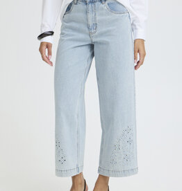 B.Young Kielo High Waisted Embroidered Cropped Denim