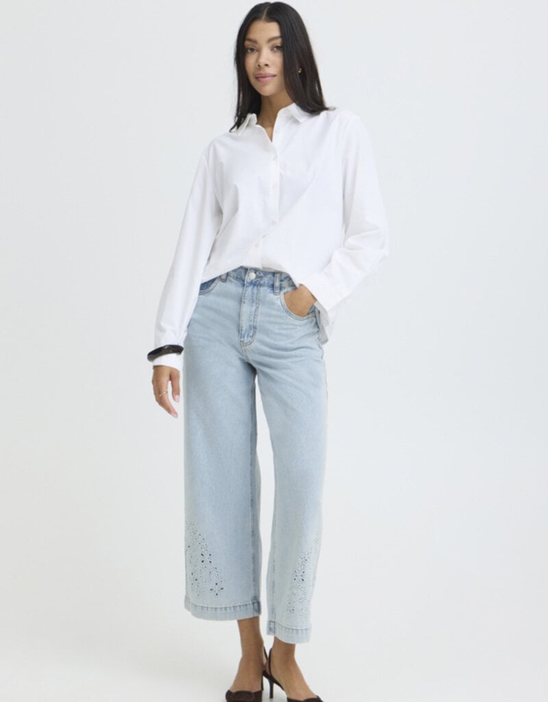 B.Young Kielo High Waisted Embroidered Cropped Denim