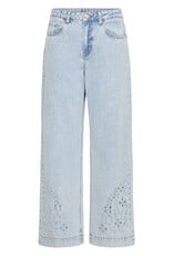 B.Young Kielo High Waisted Embroidered Cropped Denim