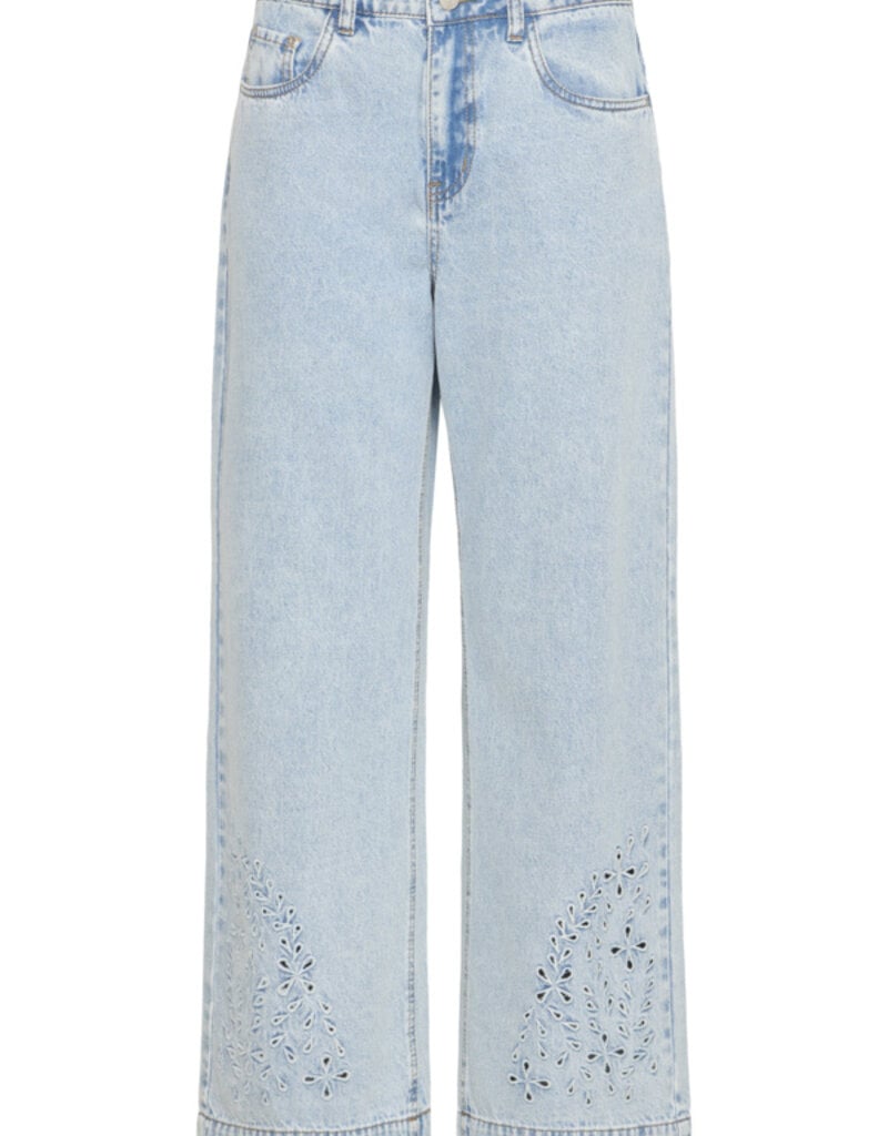 B.Young Kielo High Waisted Embroidered Cropped Denim