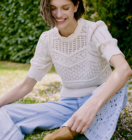 B.Young Kielo High Waisted Embroidered Cropped Denim