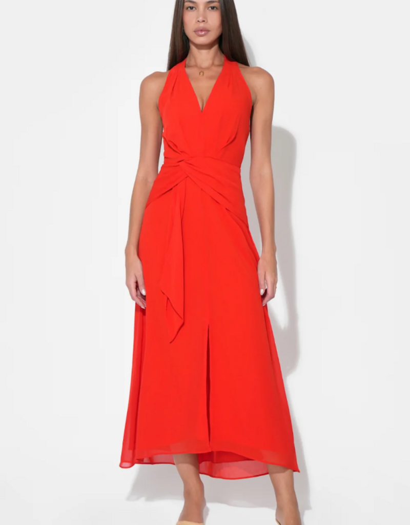 Adelyn Rae Jessika Halter Midi Dress in Red