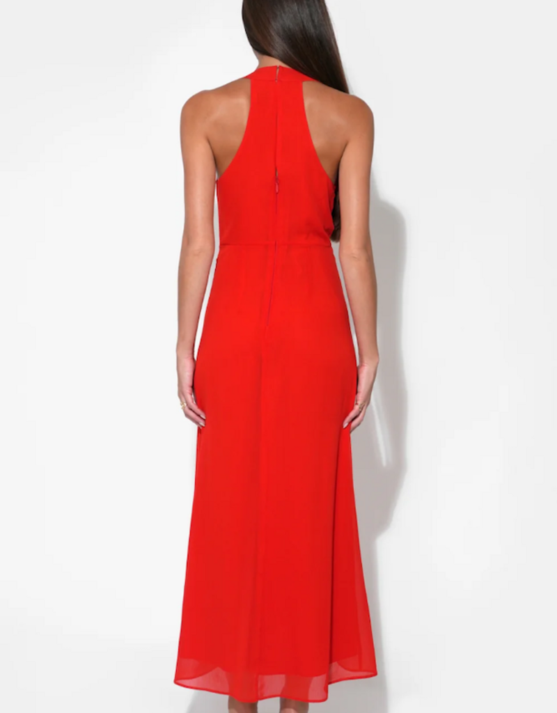 Adelyn Rae Jessika Halter Midi Dress in Red