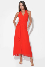 Adelyn Rae Jessika Halter Midi Dress in Red