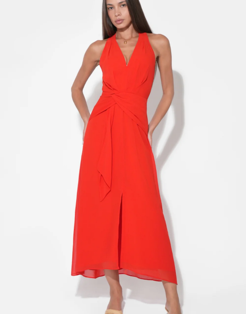 Adelyn Rae Jessika Halter Midi Dress in Red
