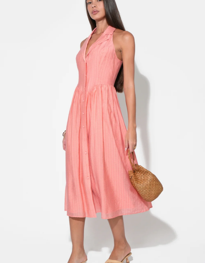 Adelyn Rae Mia Halter Midi Dress in Dusty Orange