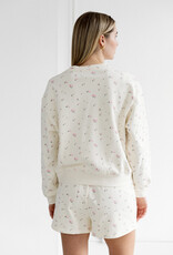 Brunette the Label Floral Crew in Cream with Pink