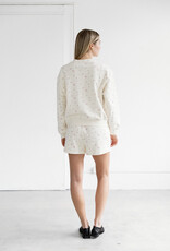 Brunette the Label Floral Crew in Cream with Pink