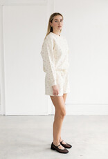 Brunette the Label Floral Crew in Cream with Pink