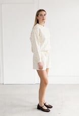 Brunette the Label Floral Little Sister Shorts in Cream with Pink