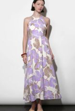 Greylin Ayla Braided Halter Strap Maxi Dress in Cream/Lilac Print
