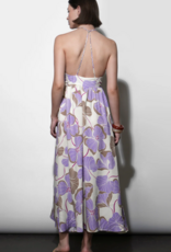 Greylin Ayla Braided Halter Strap Maxi Dress in Cream/Lilac Print