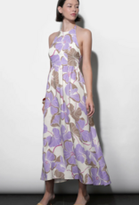 Greylin Ayla Braided Halter Strap Maxi Dress in Cream/Lilac Print