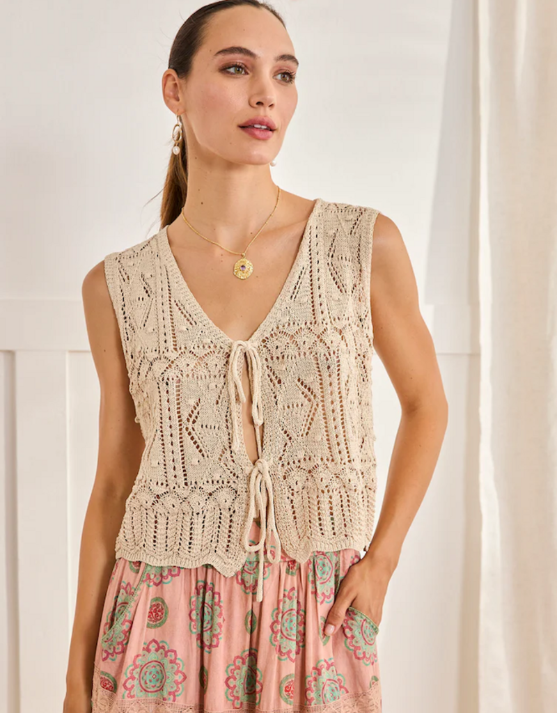 NKN Barcelona Beat Tie Knit Top in Camel