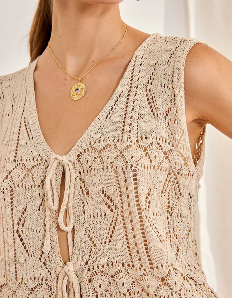 NKN Barcelona Beat Tie Knit Top in Camel