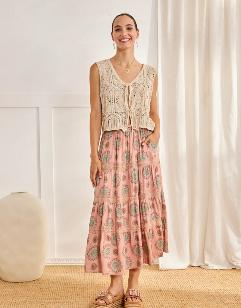 NKN Barcelona Beat Tie Knit Top in Camel
