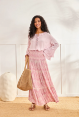NKN Barcelona Lilas Long Smocked Waist Skirt in Rose Floral Print
