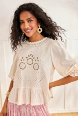 NKN Barcelona Jacin Blouse with Openwork Embroidery in Cream