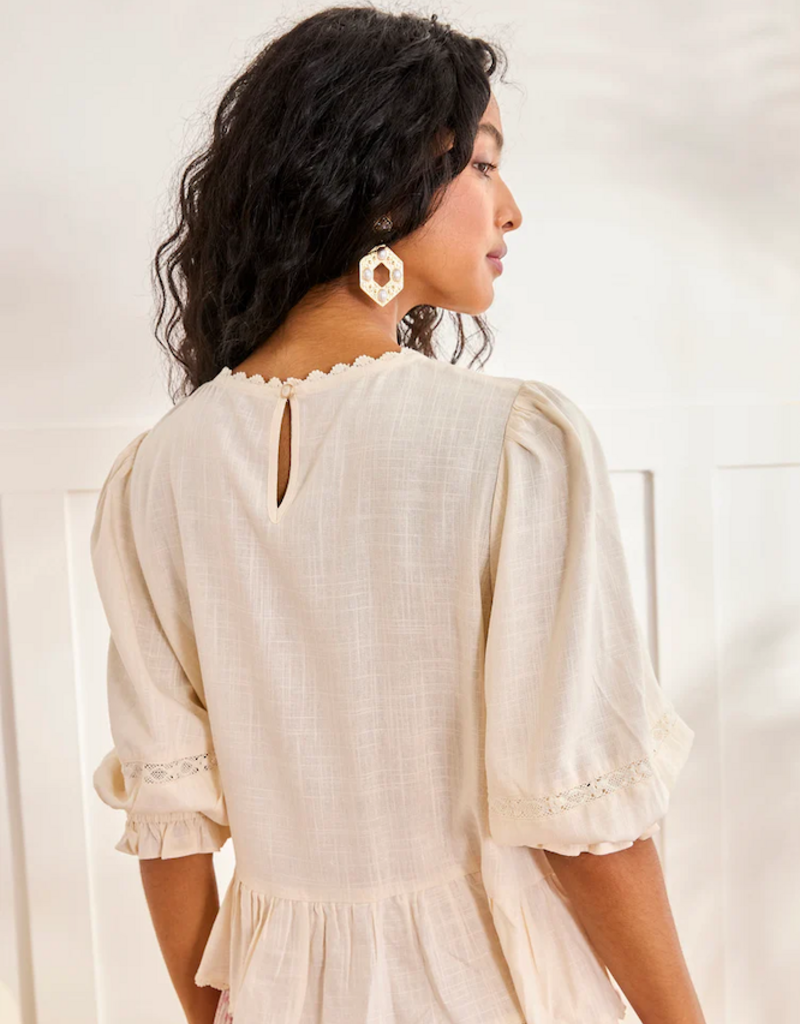 NKN Barcelona Jacin Blouse with Openwork Embroidery in Cream