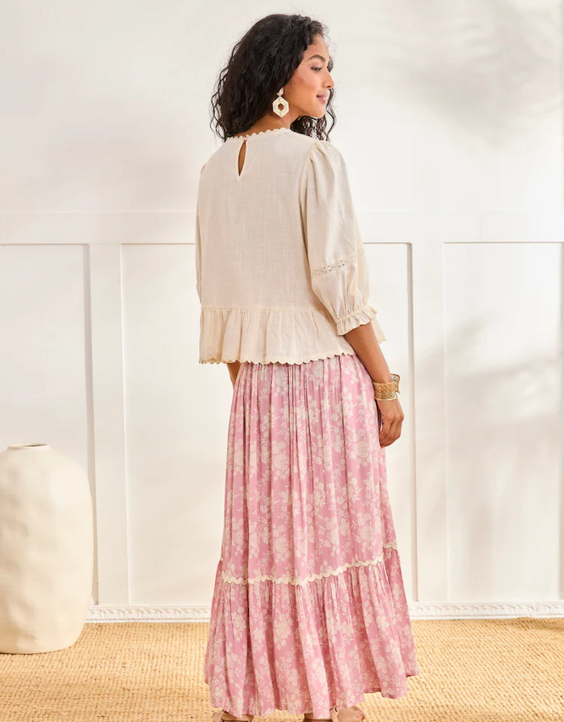 NKN Barcelona Jacin Blouse with Openwork Embroidery in Cream