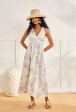 NKN Barcelona Danori Cross-Back Printed Dress in Green/Pink Floral Print