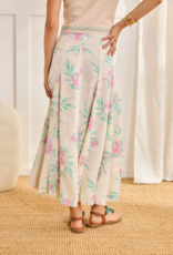 NKN Barcelona Ravari Midi Skirt in Green/Pink Floral Print