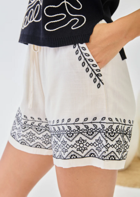 NKN Barcelona Peses Linen Blend Embroidered Shorts