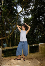 ICHI Palma Cotton Blend Top in Alloy Melange (FINAL SALE)