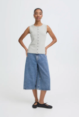 ICHI Palma Cotton Blend Top in Alloy Melange (FINAL SALE)