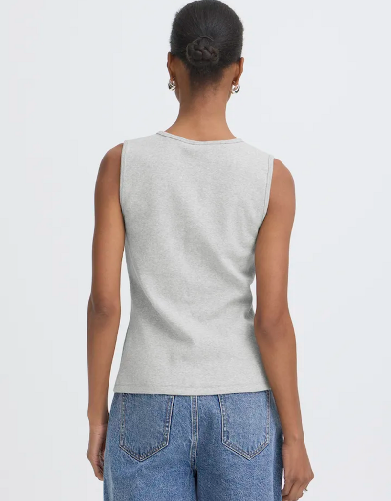 ICHI Palma Cotton Blend Top in Alloy Melange (FINAL SALE)