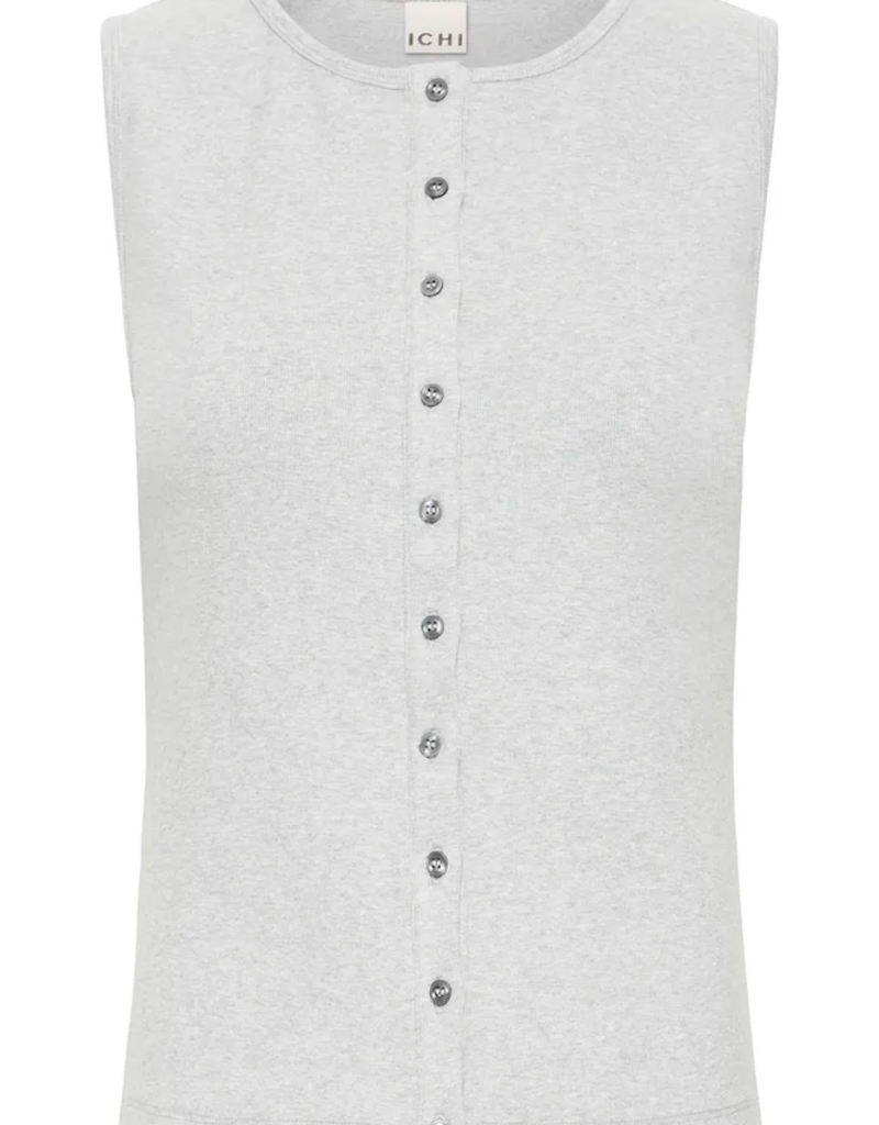 ICHI Palma Cotton Blend Top in Alloy Melange (FINAL SALE)
