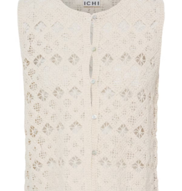 ICHI Nekla Cotton Openwork Button Knit Top