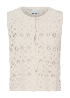 ICHI Nekla Cotton Openwork Button Knit Top